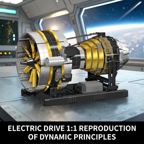 Miniatura 2 de Mould King Juego de construcción de motor de avión de ciudad, modelo de motor turborreactor que funciona con motor, kit de bloques coleccionables
