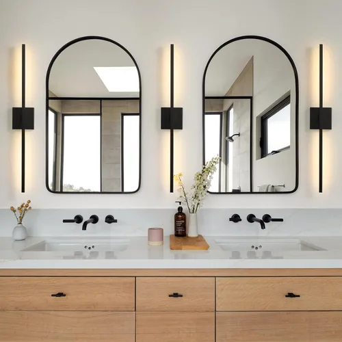 Miniatura 7 de Lámpara de tocador de baño negra de 30 pulgadas, giratoria de 360°, 18 W, regulable, 5CCT, LED, lámpara de baño negra sobre espejo, luces modernas