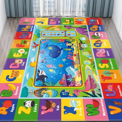 Tapete de juego para el suelo, tapete de juego educativo para gatear, tapete suave ABC para niños, alfombra de juego para sala de juegos, aula (78.7