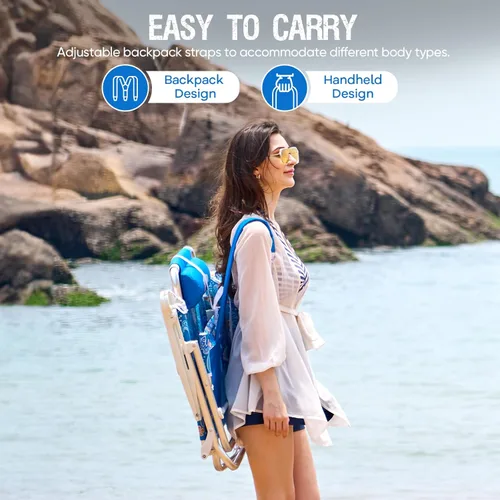 Miniatura 4 de Old Bahama Bay Silla de playa tipo mochila, paquete de 2, silla reclinable ligera de aluminio de 5 posiciones para adultos, soporte resistente, 400