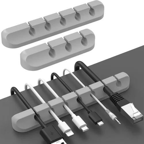 Miniatura 10 de AhaStyle Clips para cables, paquete de 3 soportes para cables, organizador de cables, autoadhesivo, para organizar el escritorio, cable USB, mesita