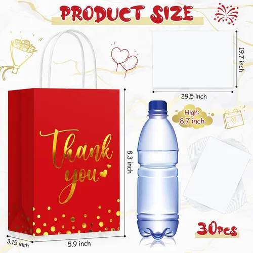 Miniatura 3 de Tinlade 30 bolsas de regalo de agradecimiento con papel de seda dorado con asa para graduación, negocios, compras, boda, ducha, regalos de fiesta
