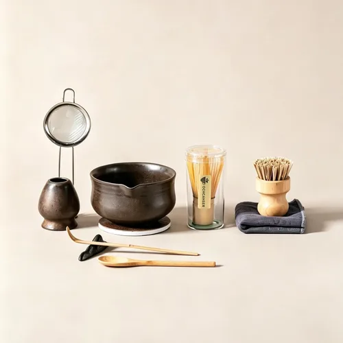 Miniatura 9 de Ochcahser Juego de té japonés, incluye cuenco de matcha con boquilla, soporte para batidor de matcha (chasen), batidor de bambú y cuchara de bambú