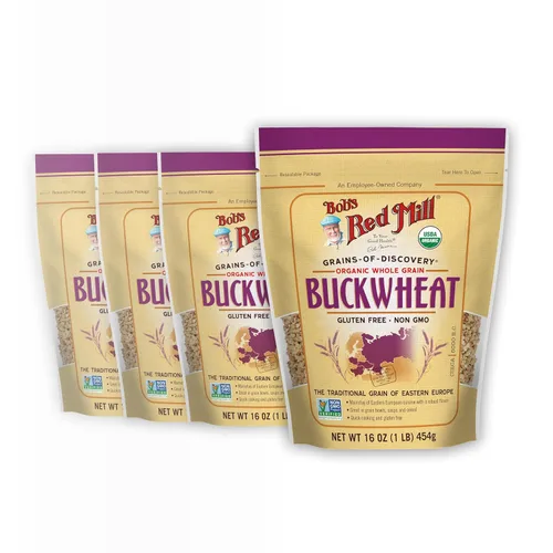 Bob's Red Mill Granos de trigo sarraceno orgánicos sin gluten, 16 onzas (paquete de 4)