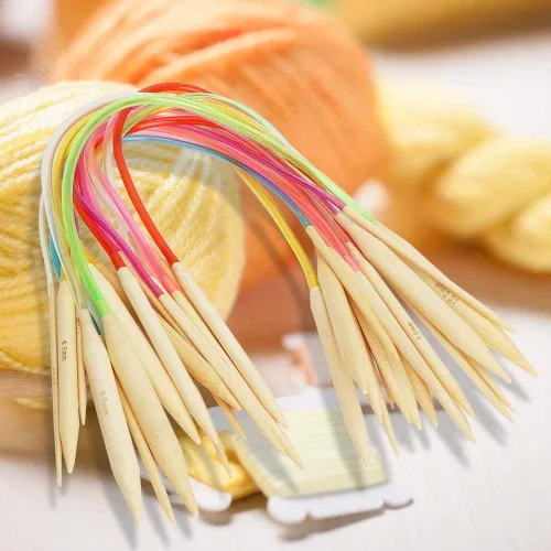 Miniatura 3 de Marhynchus 18 piezas de doble punto, herramientas de tejer bordado, agujas de tejer de bambú, juego de agujas de tejer circulares, tubo colorido