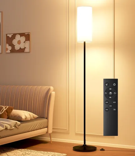 Miniatura 9 de luckystyle Lámpara alta regulable de pie, bombilla LED de 12 W con pantalla, interruptor de pie, poste de temperatura de color personalizado remoto