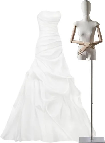 Adjustable Female Mannequin Torso with Head & Wooden Arms - Ideal Dress Form for Sewing, Clothing Display, Jewelry Showcase, Tailoring & Fashion