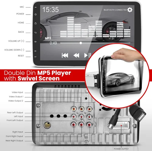 Miniatura 5 de Pyle Estéreo de coche DIN único de 10.1 pulgadas, unidad principal receptora de pantalla táctil estéreo Bluetooth Indash con cámara de respaldo