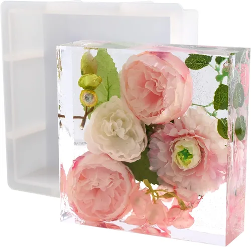 Miniatura 8 de Moldes de silicona grandes para resina, molde de resina de corazón, moldes de resina epoxi para preservación de flores, fundición de arte de resina