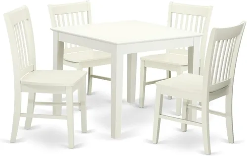 Miniatura 24 de HomeStock El juego de mesa de comedor de 5 piezas incluye una mesa de cocina ovalada con hojas y 4 sillas de comedor Parson de piel sintética