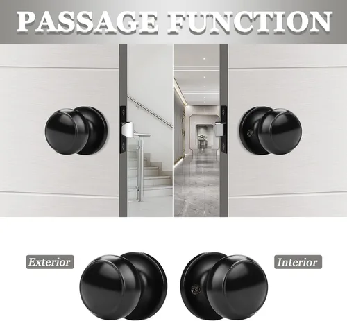 Miniatura 3 de Probrico (paquete de 10 perillas redondas para puertas de paso (sin bloqueo), perillas sin llave para cerraduras de puertas interiores/exteriores