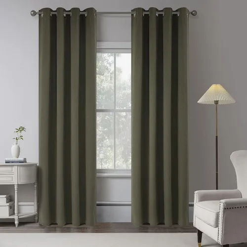 Miniatura 9 de KEQIAOSUOCAI Cortinas de lino 100% opacas de 100 pulgadas de largo, 2 paneles para dormitorio, estilo casa de campo moderna, completamente negro