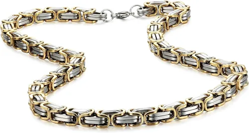 Miniatura 4 de Jstyle Collar de cadena de acero inoxidable para hombre Pulsera bizantina para hombre Juego de joyas para hombre de 85 pulgadas y 2224 pulgadas