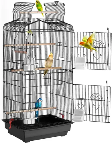 Miniatura 9 de VEVOR Jaula Grande para Loros de 41 Pulgadas con Parte Superior Abierta, Jaula Colgante para Periquitos, Pinzones, Canarios, Agapornis, Cacatúas