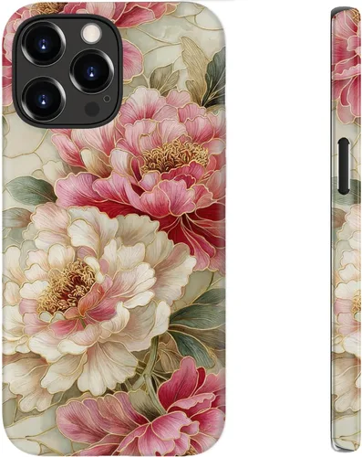 Miniatura 38 de bemal Funda para iPhone 12 Mini, estética, vintage, floreciente, peonía, concha, femenina, compatible con MagSafe, moderna, única, moderna, moderna