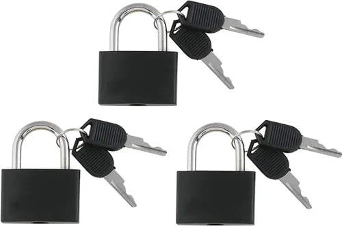 Miniatura 14 de 3 piezas de candado de metal sólido de latón macizo, mochila, diario, joyero, manualidades, cerradura de enseñanza escolar con llave y cubierta Azul