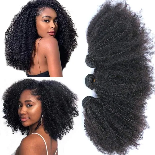 Miniatura 8 de Paquetes de cabello humano rizado afro mongol de 8, 8, 8 pulgadas, 4B 4C, afro, a granel, cabello humano virgen sin procesar, extensiones de cabello