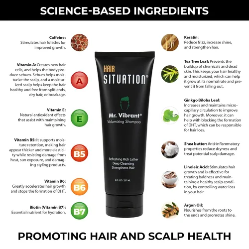 Miniatura 2 de Hair Situation Mr. Vibrant Champú voluminizador para hombre con biotina y bloqueador de DHT – Fórmula espesante para un cabello más fuerte y lleno