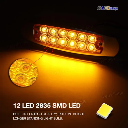 Miniatura 6 de Paquete de 20 (10 ámbar + 10 rojo) Luces LED de marcador lateral de 12 V con enchufe de 2 cables (CC), 12 luces LED para guardabarros, montaje