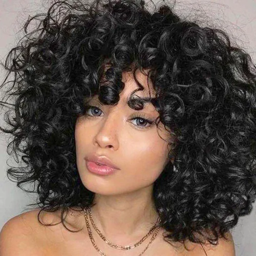 Pelucas rizadas cortas y sueltas para mujeres negras, peluca afro para mujeres negras, peluca rizada para mujeres, pelucas sintéticas para mujeres,