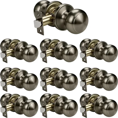 Miniatura 14 de Manija de puerta de acero macizo con diseño de bola antigua, para puerta de trastero, dormitorio, baño 609 Negro