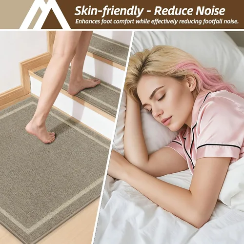 Miniatura 5 de COSY HOMEER Alfombra para Rellano de Escalera 30x30 Pulgadas, Alfombra Cuadrada Antideslizante para Escalones de Madera Interior, Poliéster Lavable