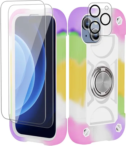 Miniatura 122 de Funda para iPhone 11 de 6.1 pulgadas con soporte de anillo, con 2 protectores de pantalla de vidrio, resistente a los golpes, resistente a