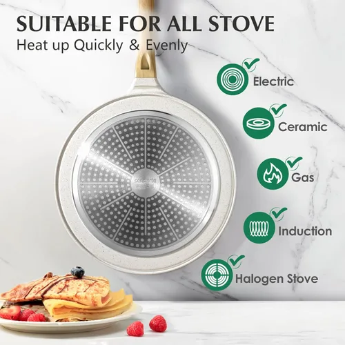 Miniatura 9 de SENSARTE Sartén antiadherente para crepas con esparcidor, sartén Dosa de 10 pulgadas con revestimiento cerámico natural, sartén plana