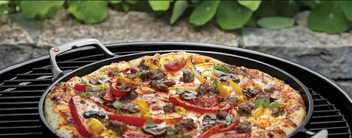 Miniatura 5 de Outset Paella para parrilla y bandeja para pizza profunda, sartén de hierro fundido con asas, 18.15 x 14.11 x 1.25 pulgadas