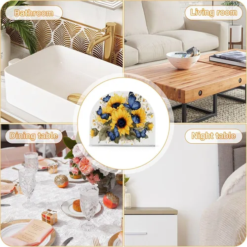 Miniatura 8 de Servilletero de acrílico transparente con girasol y mariposa, servilletero, dispensador de mesa de comedor para cocina, restaurante, decoración