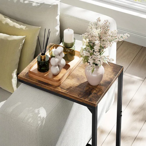 Miniatura 9 de Simple Trending - Mesa auxiliar en forma de C, mesa lateral para sofá, pequeña mesa de sofá con bandeja para TV y marco de metal para sala de estar