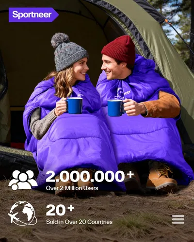 Miniatura 7 de Sportneer Saco de dormir portátil para adultos y niños - Caminable con cremalleras en los brazos, clima cálido e impermeable frío, compacto