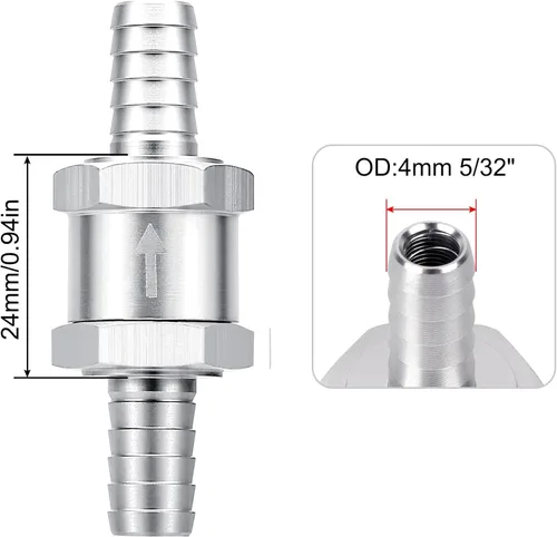 Miniatura 2 de EVIL ENERGY Válvula de Combustible 5/32" de una dirección en línea sin retorno Diesel Gasolina Plateada (4mm DE, 2 PIEZAS)