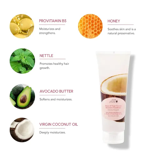 Miniatura 3 de 100% PURE Honey & Virgin Coconut - Acondicionador restaurador hidratante y reparador de nutrientes para cabello seco dañado, promueve el crecimiento