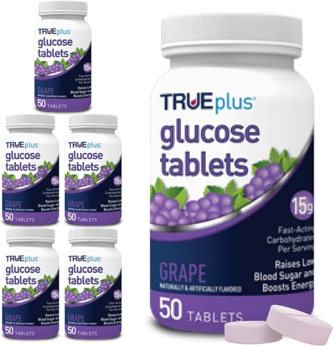 Miniatura 27 de TRUEplus® Tabletas de glucosa, sabor surtido (uva, frambuesa, naranja), botella de 50 unidades (1)