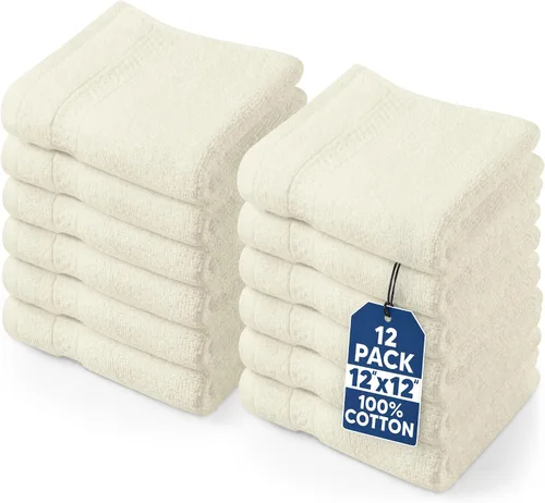 Miniatura 14 de Utopia Towels Juego de 12 toallas pequeñas (12 x 12 pulgadas), 100% algodón hilado en anillo, altamente absorbentes y suaves al tacto, esenciales
