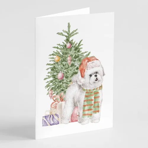 Miniatura 18 de Caroline's Treasures CK8213GCA7P Bulldog, Bulldog Inglés #2 - Tarjetas de felicitación y sobres de árbol de Navidad, paquete de 8 tarjetas en blanco