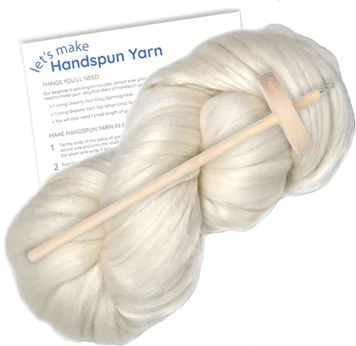 Miniatura 7 de Aprende a girar - Kit de Spinning para principiantes con husillo de caída y lápiz de mezcla de merino/seda Roving. Elige tu color y haz hilo!
