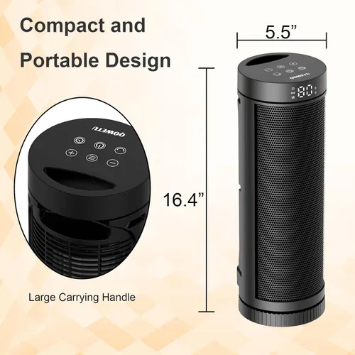 Miniatura 7 de Calentador de espacio para uso en interiores - Calentadores eléctricos de 17 pulgadas y 1500 W con termostato, oscilación de 70°, 5 modos, control