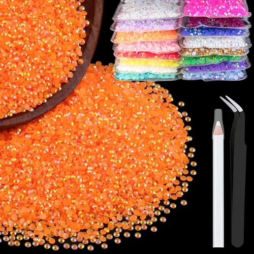Miniatura 36 de 5000 piezas de diamantes de imitación de resina de 0.118 pulgadas a granel, color verde oscuro AB con parte trasera plana, diamantes de imitación