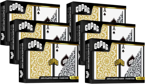 Miniatura 10 de Copag 1546 Design - Juego de cartas 100% de plástico, tamaño de póquer (estándar) negro/dorado (índice jumbo, 1 juego)
