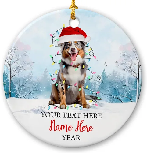 Miniatura 14 de Adorno de cerámica de Alaska Malamute de Feliz Navidad, decoración personalizada de Papá Noel, perro de Alaska Malamute nombre de perro, decoración