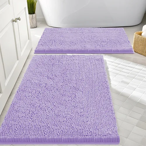 Miniatura 42 de Smiry Juego de 2 alfombras de baño, felpilla suave y absorbente, lavable a máquina, antideslizantes, para bañera, ducha y suelo