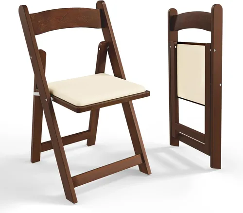 Miniatura 13 de VINGLI Sillas plegables de madera con cojín, cómodas, portátiles y duraderas, asientos plegables para eventos en interiores y exteriores, banquetes