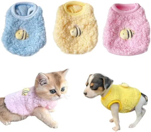 Miniatura 6 de ANIAC Ropa de conejo para conejos, chaleco cálido de gatito, camisa de forro polar XXXS para perro, camiseta acogedora para conejillo de indias