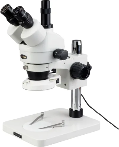 AmScope SM-1TSZZ-144S Microscopio profesional de zoom estéreo trinocular, WH10x y WH20x, aumento de 3.5X-180X, objetivo de zoom 0.7X-4.5X, anillo de