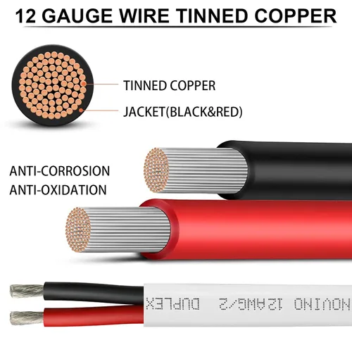 Miniatura 2 de Cable marino dúplex de calibre 12, cable eléctrico de grado marino de cobre estañado, 12 AWG, 50 pies, para uso al aire libre en lanchas