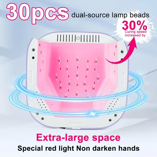 Miniatura 3 de MEKK Lámpara de uñas LED UV inalámbrica, luz UV de 54 W para uñas de gel con luz roja amigable con las manos, lámpara de curación de flash