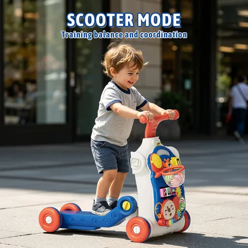 Miniatura 7 de QDRAGON Andador de empuje 5 en 1 para bebés varones, aprendizaje para caminar para niños pequeños, andador de sentado a de pie, juguete de empuje