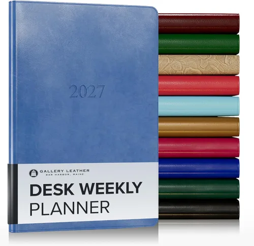 Miniatura 209 de Gallery Leather Agenda semanal y mensual grande 2025-2026, agenda y cuaderno con elegantes bordes de página dorados dorados, 12 meses, cactus Cactus